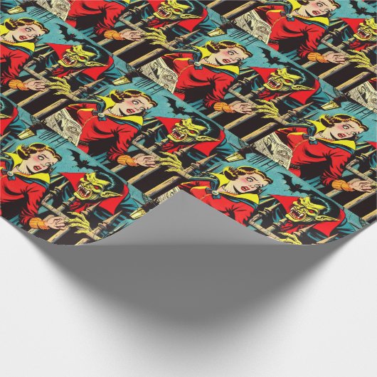 Retro Horror Vampire Comics Cadeaupapier (Hoek)