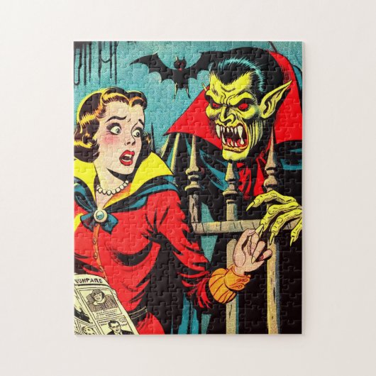 Retro Horror Vampire Comics Legpuzzel (Verticaal)