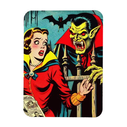 Retro Horror Vampire Comics Magneet (Verticaal)