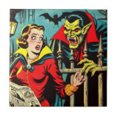 Retro Horror Vampire Comics Tegeltje (Voorkant)