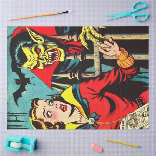 Retro Horror Vampire Comics Tissuepapier (Craft)
