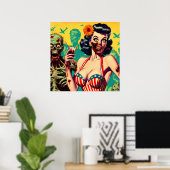 Retro Horror Zombie Pin-up Poster (Thuiskantoor)