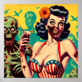 Retro Horror Zombie Pin-up Poster (Voorkant)