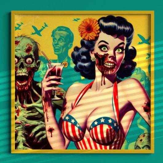 Retro Horror Zombie Pin-up Poster