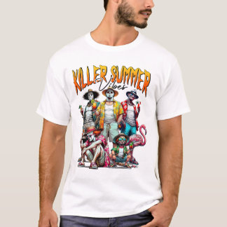 Retro Horror Zomer Vibes Grappig Halloween Zomer T-shirt