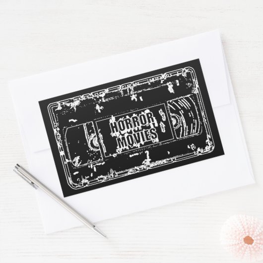 Retro Horrorfilms VHS-bandontwerp Rechthoekige Sticker (Envelop)