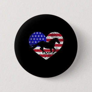 Retro Horse Amerikaanse vlag Hart 4 juli Verenigde Ronde Button 5,7 Cm
