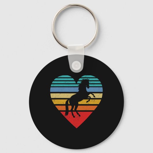 Retro Horse Hart Dierenliefde Sleutelhanger (Voorkant)