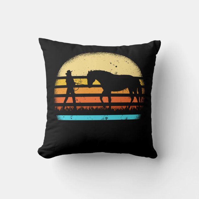 Retro Horse Show Riding equestrian  Cowgirl Kussen (Voorkant)