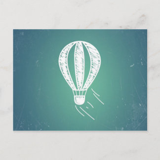 Retro  Hot Air ballon Turkooise Background Briefkaart
