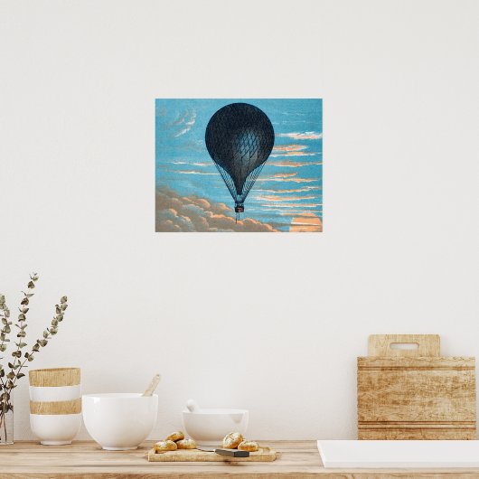  Retro Hot Air Ballon Uitzicht eerste ballon Poster (Keuken)
