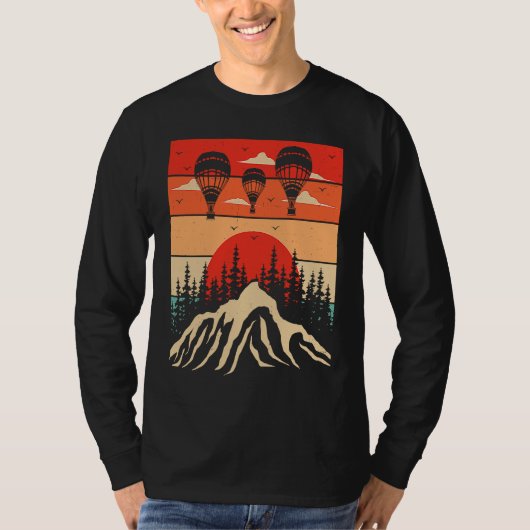 Retro Hot Air Balloon Riding Balloons Expert Rider T-shirt (Voorkant)