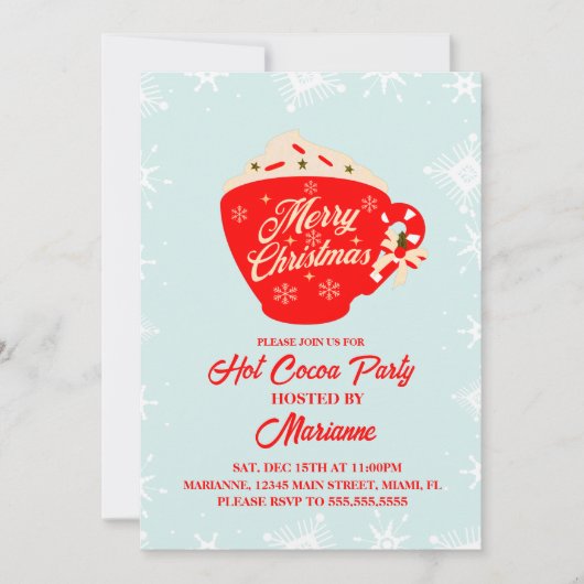 Retro Hot Cocaca Snowflakes kerstfeest Kaart (Voorkant)
