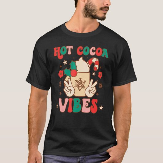 Retro Hot Cocoa Vibes Christmas Costume Xmas Wome T-shirt (Voorkant)