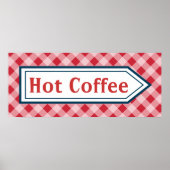 Retro Hot Coffee Diner Kitchen Sign Poster Art (Voorkant)