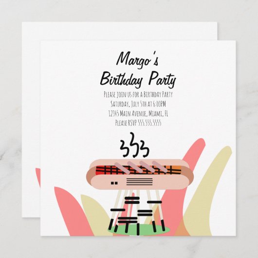 Retro Hot Dog Cookout Party Birthday Uitnodiging (Voorkant / Achterkant)