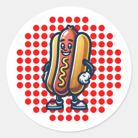 Retro Hot Dog Glizzy Pop Art Ronde Sticker (Voorkant)
