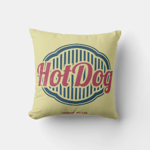 Retro Hot Dog Label Designer Accent Kussens