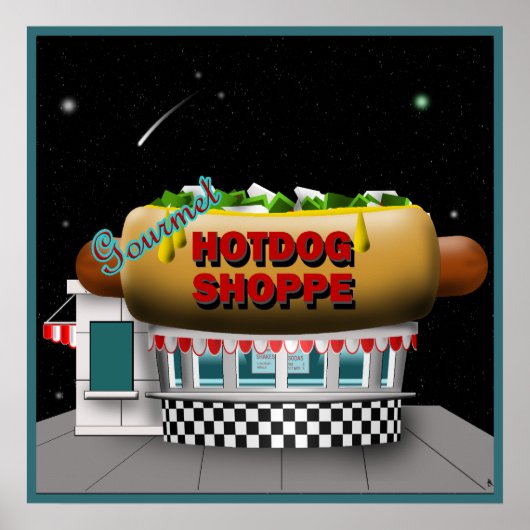 Retro Hot Dog Shoppe Poster (Voorkant)