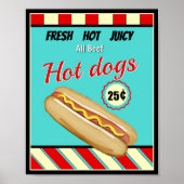 Retro Hot Dog Sign Poster (Voorkant)