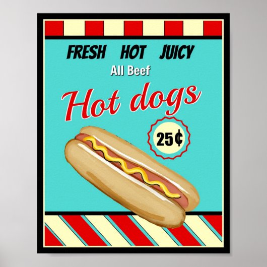 Retro Hot Dog Sign Poster (Voorkant)
