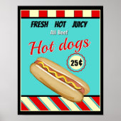 Retro Hot Dog Sign Poster (Voorkant)