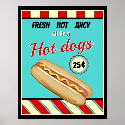 Retro Hot Dog Sign Poster (Voorkant)