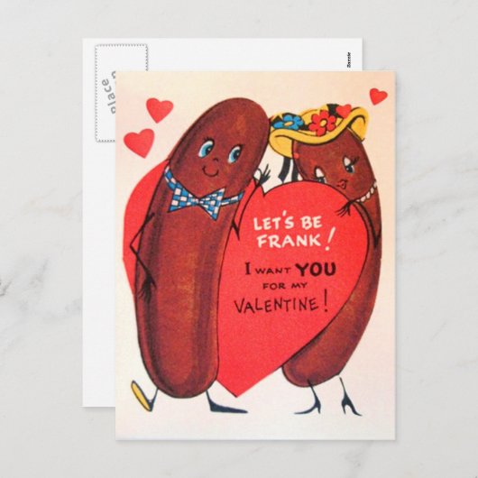  Retro Hot Dog Valentijn Feestdagenkaart (Voorkant / Achterkant)