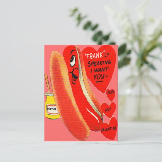  Retro Hot Dog Valentijn Kaart (Staand voorkant)