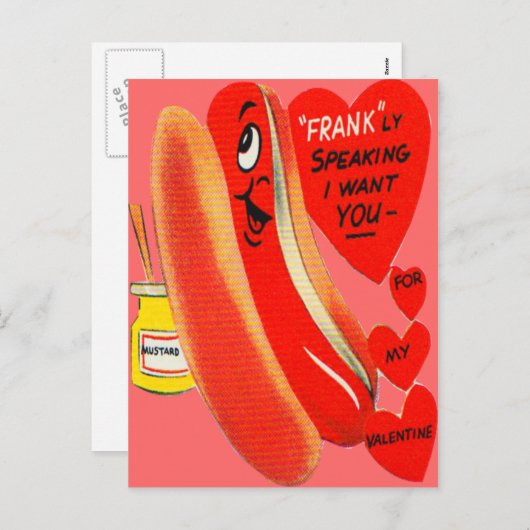  Retro Hot Dog Valentijn Kaart (Voorkant / Achterkant)