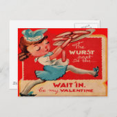 Retro Hot Dog Waitress Valentijn Kaart (Voorkant / Achterkant)
