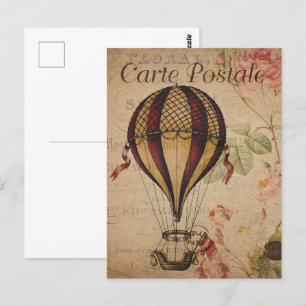 Retro hot-luchtballon briefkaart
