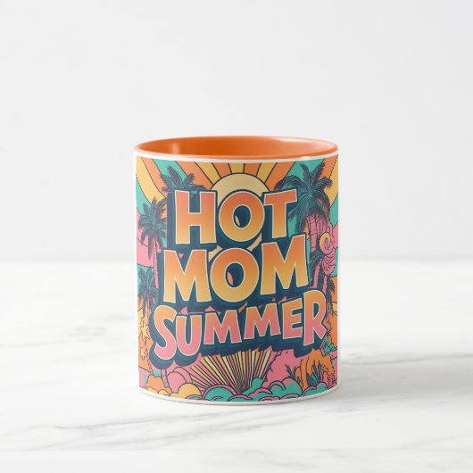 Retro Hot Mom Zomerpalmbomen Moederdag Mok (Midden)