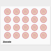 Retro Hot Pink Abstract Checker Custom Baby Shower Ronde Sticker (Vel)
