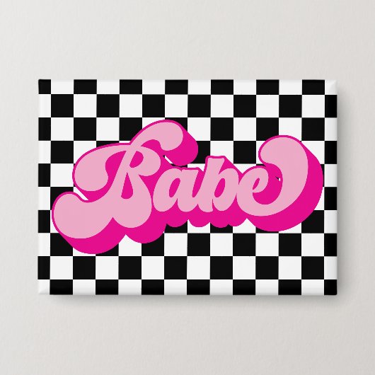 Retro Hot Pink Babe Bachelorette Party Button (Voorkant)