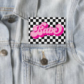 Retro Hot Pink Babe Bachelorette Party Button (Insitu)