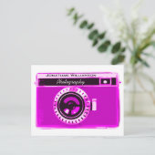 Retro Hot Pink Camera Fotografie Business Briefkaart (Staand voorkant)