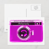 Retro Hot Pink Camera Fotografie Business Briefkaart (Voorkant / Achterkant)