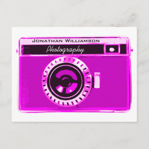 Retro Hot Pink Camera Fotografie Business Briefkaart
