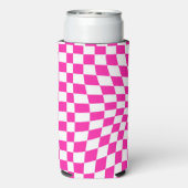 Retro Hot Pink Checked Warped Checkered Seltzer Blikjeskoeler (Seltzer Achterkant)
