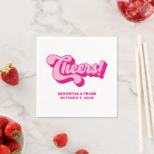 Retro Hot Pink Cheers Typografie Bruiloft Servet (Insitu)