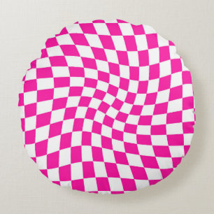 Retro Hot Pink Controles gekarkeerde gesneden Dorm Rond Kussen