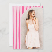 Retro Hot Pink Coquette Bow photo graduation Kaart (Achterkant)