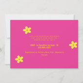 Retro Hot Pink Flower Baby shower Kaart (Achterkant)