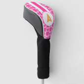 Retro Hot Pink Flower Monogram Golfheadcover (Schuin)