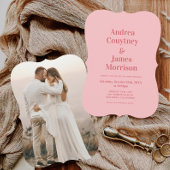 Retro Hot Pink Funky bruiloft Kaart