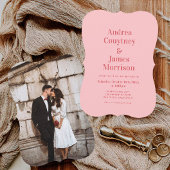 Retro Hot Pink Funky bruiloft Kaart