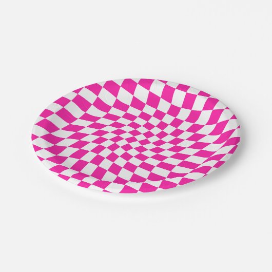 Retro Hot-Pink gekookt toetsenbord Papieren Bordje (Gekanteld)