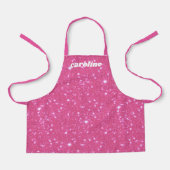 Retro Hot Pink Glitter Sparkle Gepersonaliseerde n Schort (Voorkant)