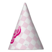 Retro Hot Pink Groovy One-cheque Feesthoedjes (Rechts)